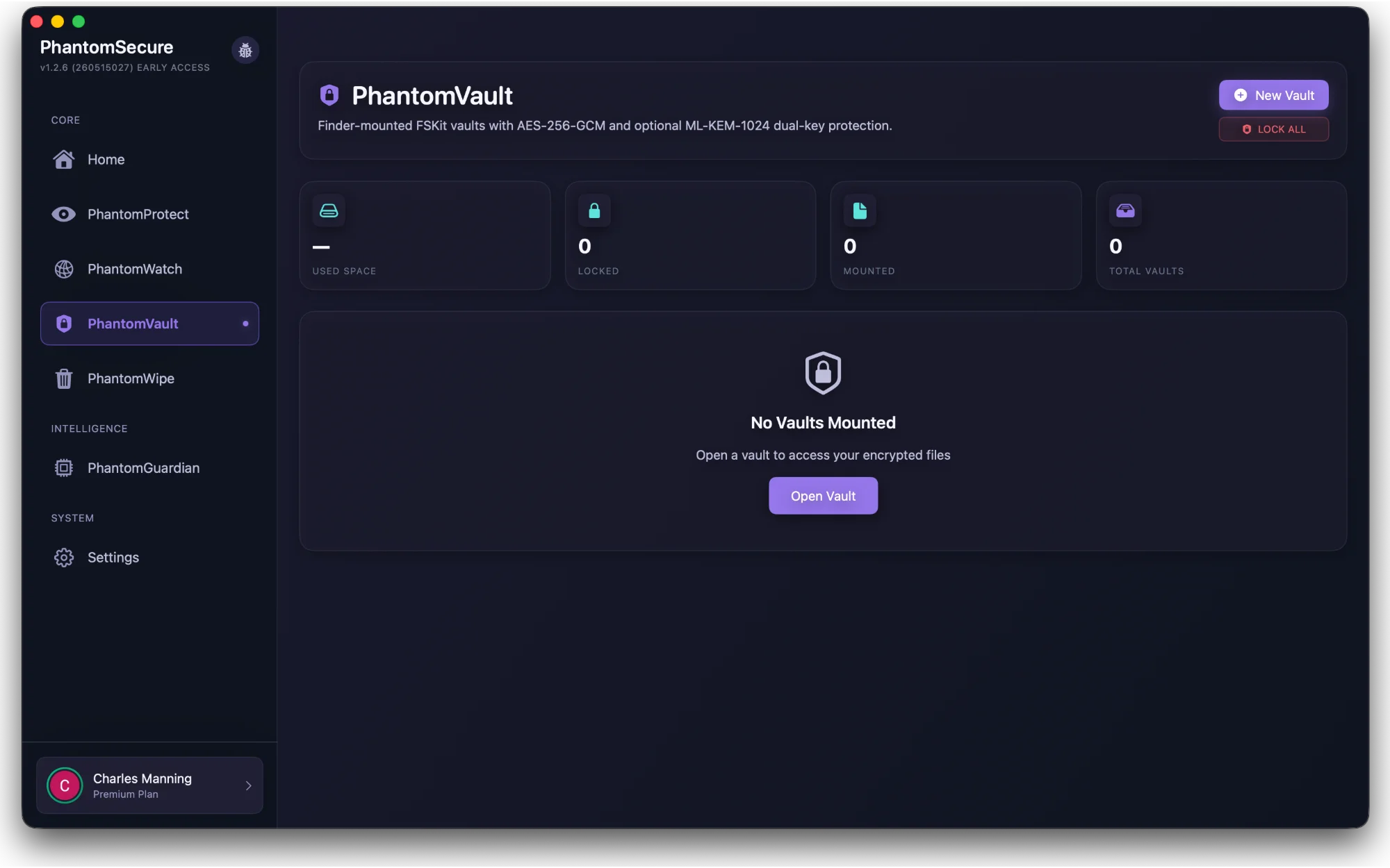 PhantomVault encrypted vaults