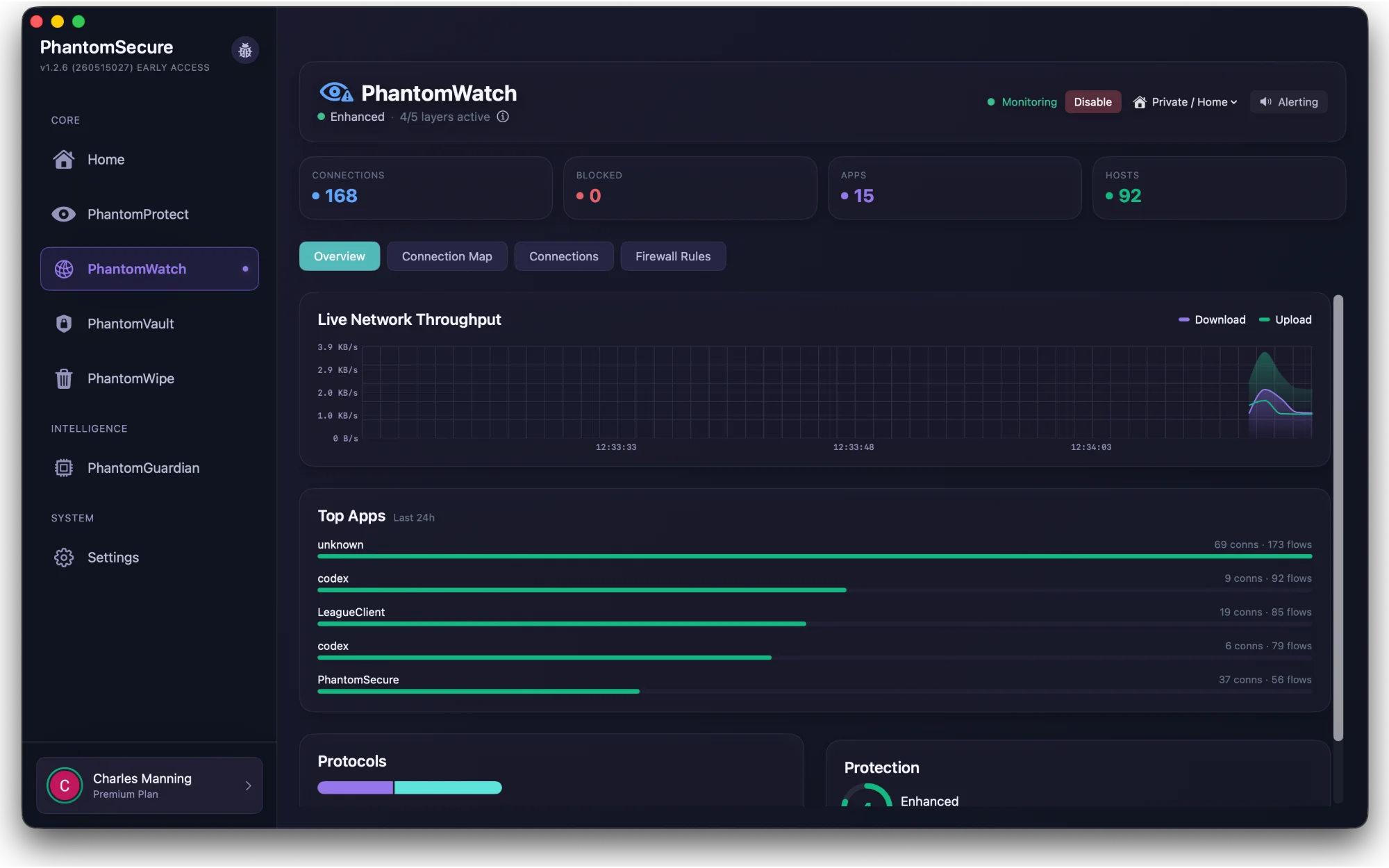 PhantomWatch live network monitor